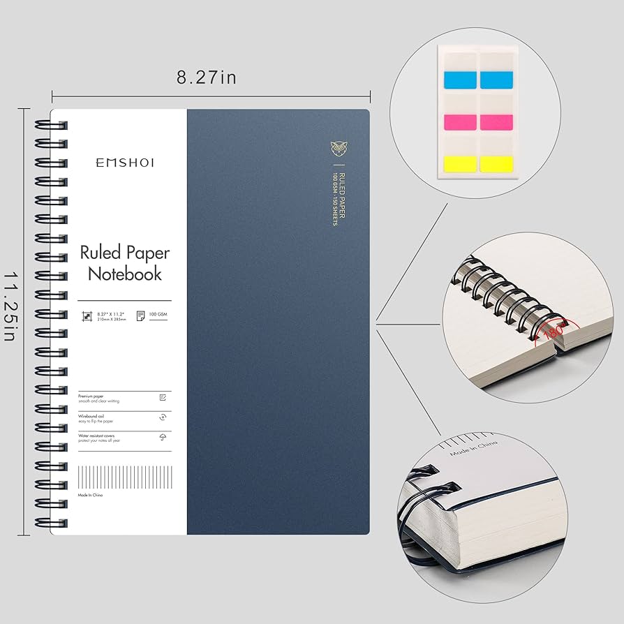 Amazon.com : EMSHOI A4 Spiral Notebook College Ruled Lined